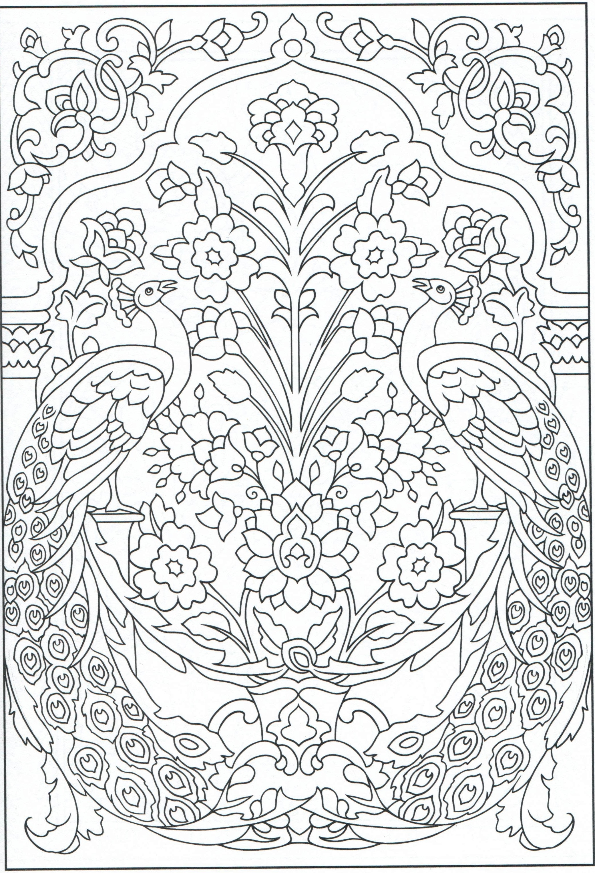 2081x3051 Sampler Dover Coloring Pages Peacock Page 16 3