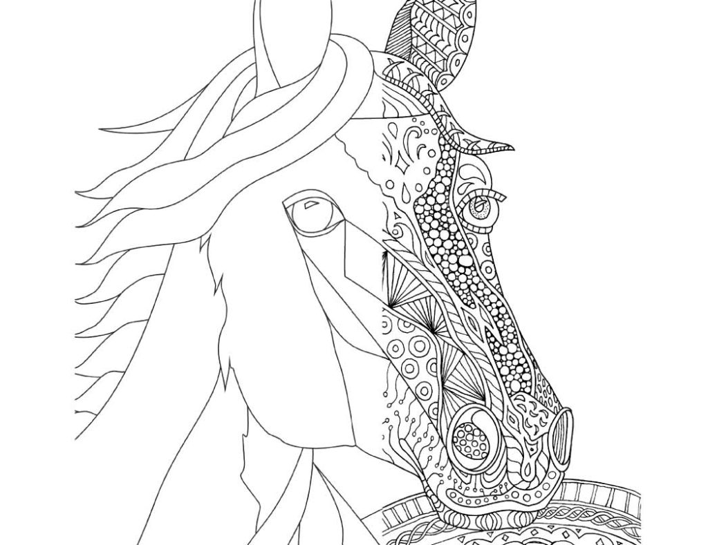 1024x789 Zentangle Horse Coloring Page For Adults, Plus Bonus Easy Horse
