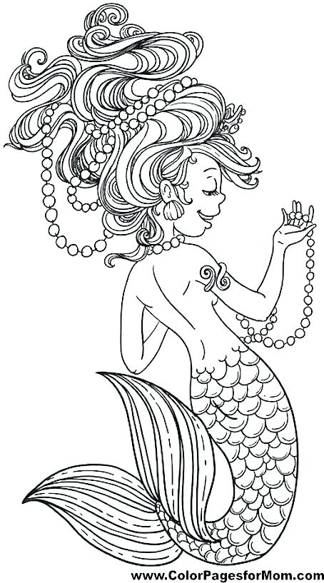 454x817 Mermaid Coloring Pages For Adults Realistic Mermaid Coloring Pages