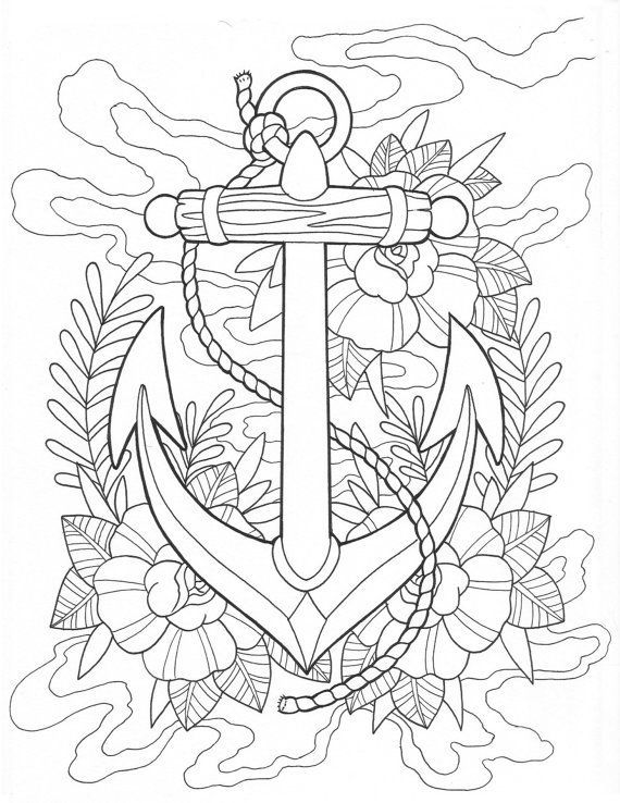 570x738 Riviera Gold Anchor Tattoos, Digital And Adult Coloring