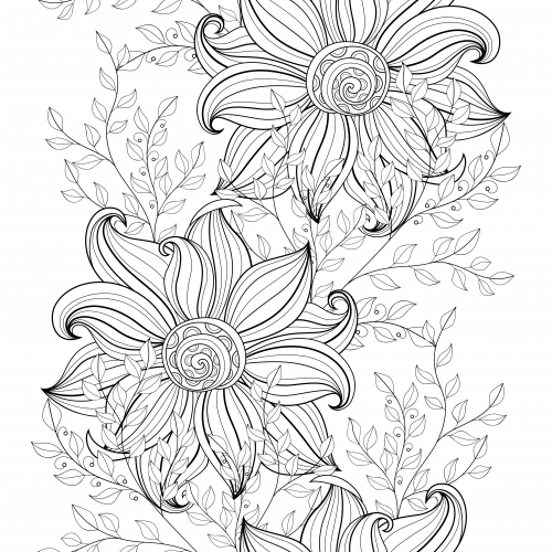 500x500 Flowers Advanced Coloring Pages 16