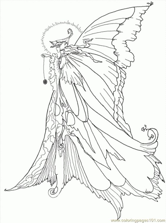 562x755 Advanced Challenging Fairy Coloring Pages For Grown Ups Fantasy