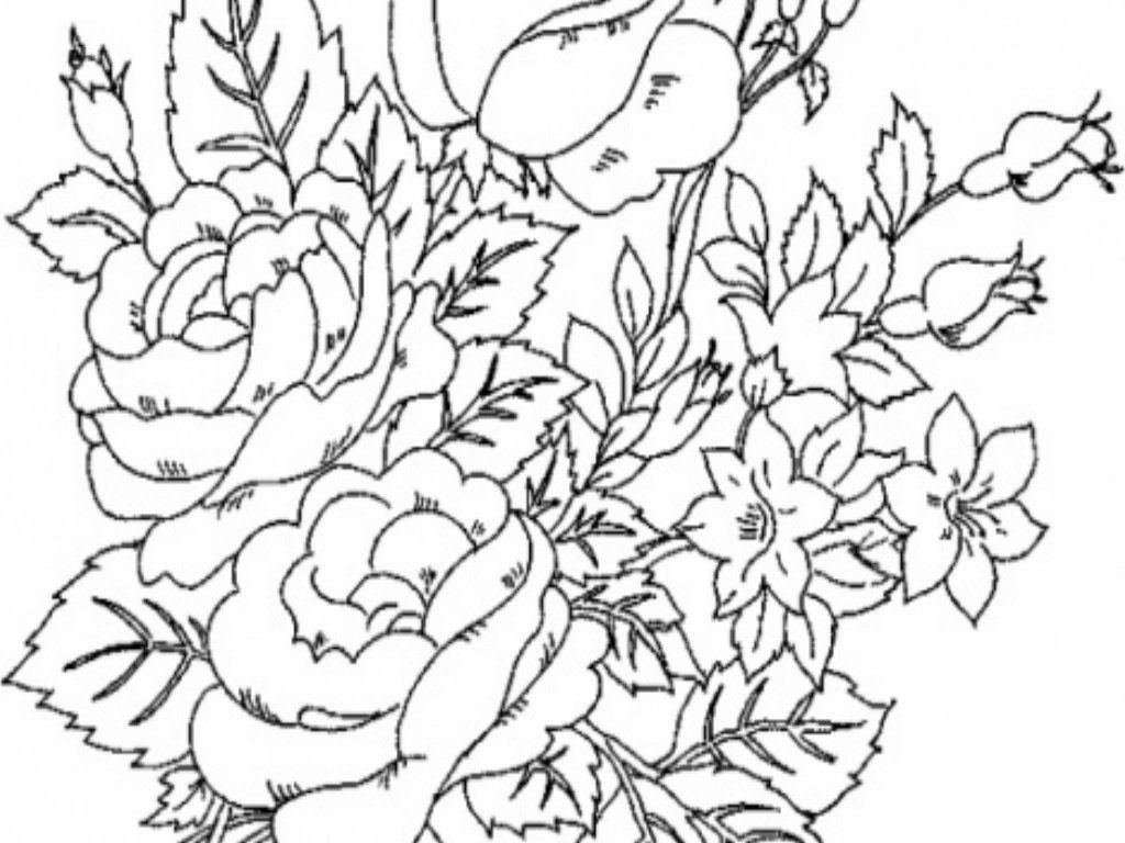 1024x768 Flower Coloring Pages Advanced