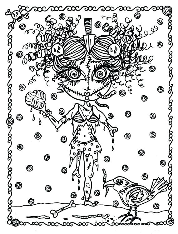 570x749 Detailed Halloween Coloring Pages Coloring Book Page Fantasy 1 2