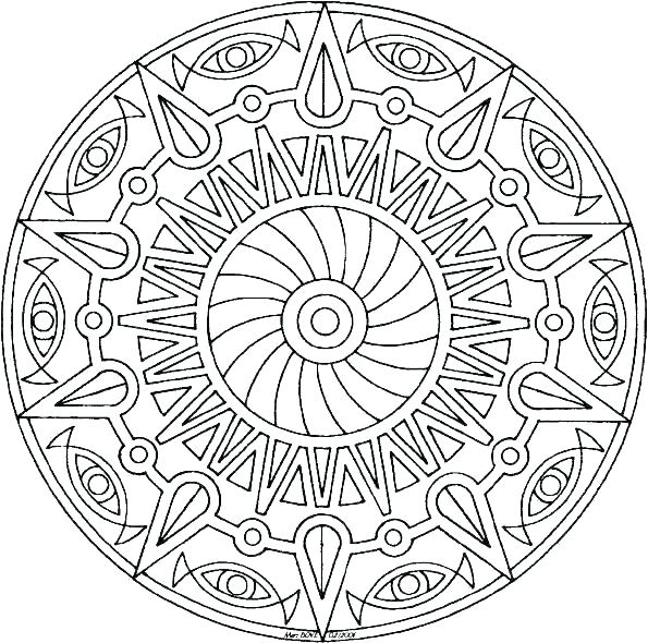 595x590 Advanced Mandala Coloring Pages
