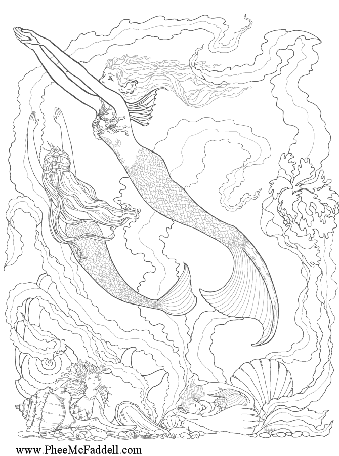 670x900 Mermaid Coloring