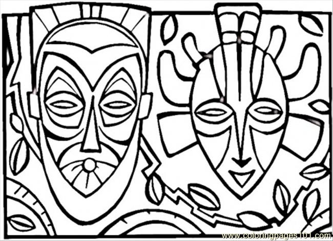 650x471 African Mask Coloring Page