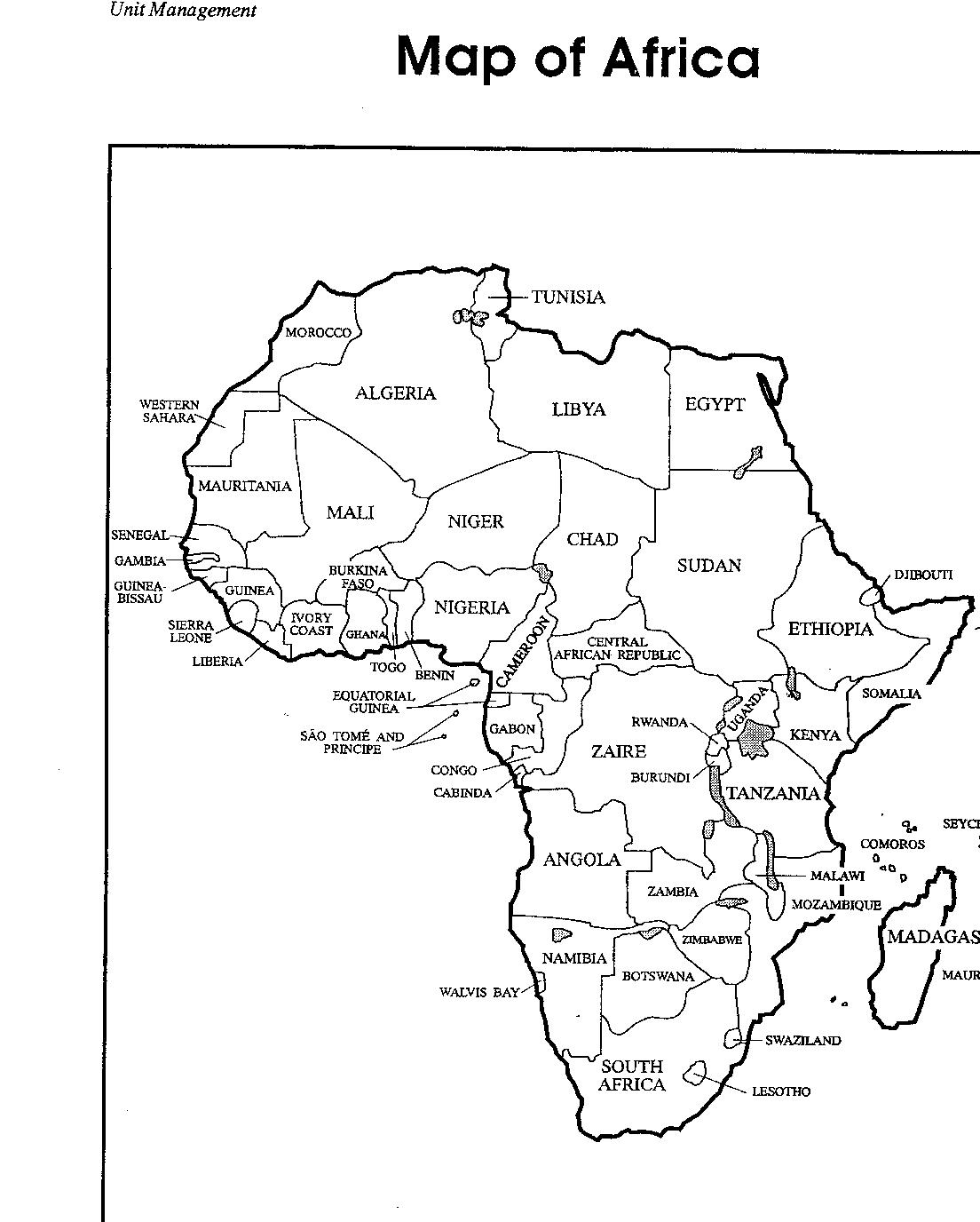 Africa Map Coloring Pages
