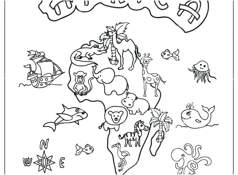 827x609 Outline Map Of Countries With Outline Map Of X Map Africa Coloring