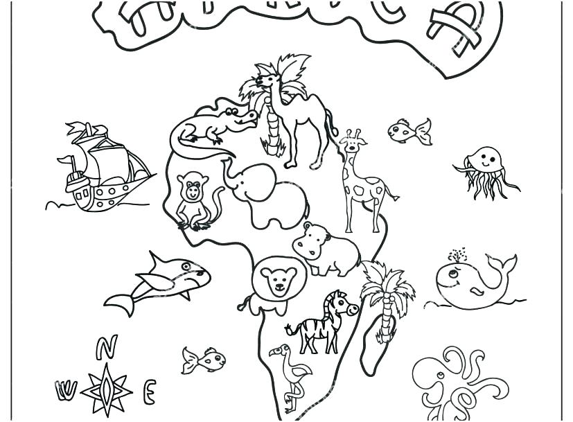 827x609 Africa Coloring Page Savanna A Waterfall From African Savanna