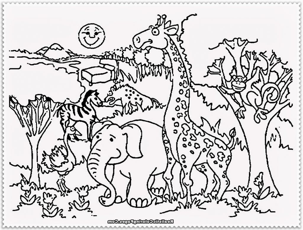 1024x778 Coloring Pages Animals Jungle For African Kids Free Printable