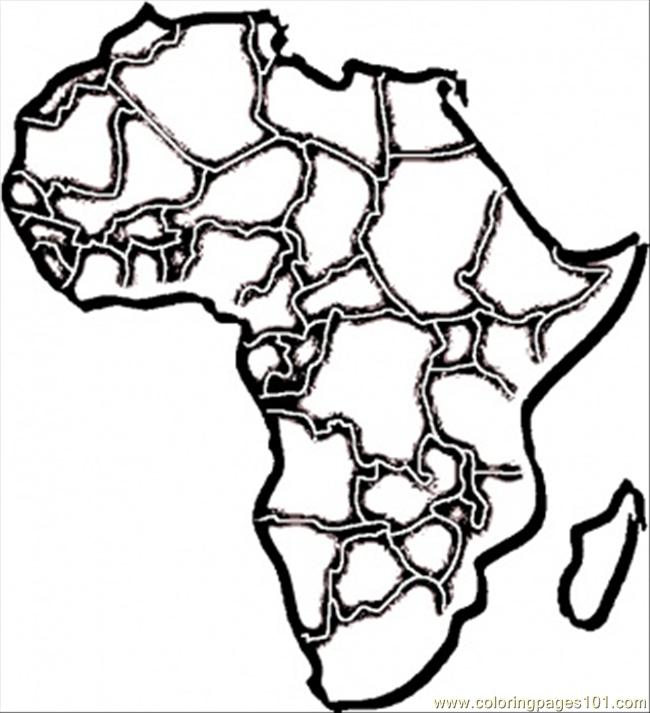 650x713 African Map Coloring Page