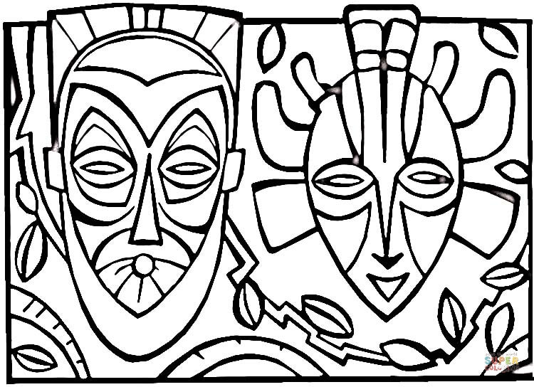 750x544 African Culture Mask Coloring Page