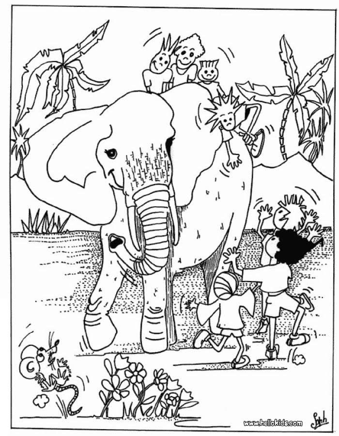 700x900 Kids And Elephant Coloring Page. More Africain Animals Coloring