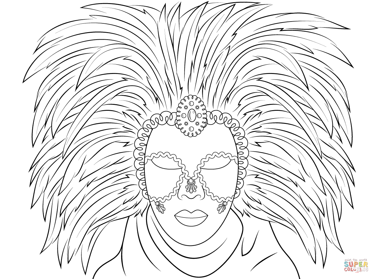1199x894 Carnival Mask Coloring Page