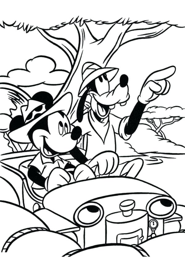 600x846 Safari Coloring Pages Drawing Mickey Mouse Safari With Goofy