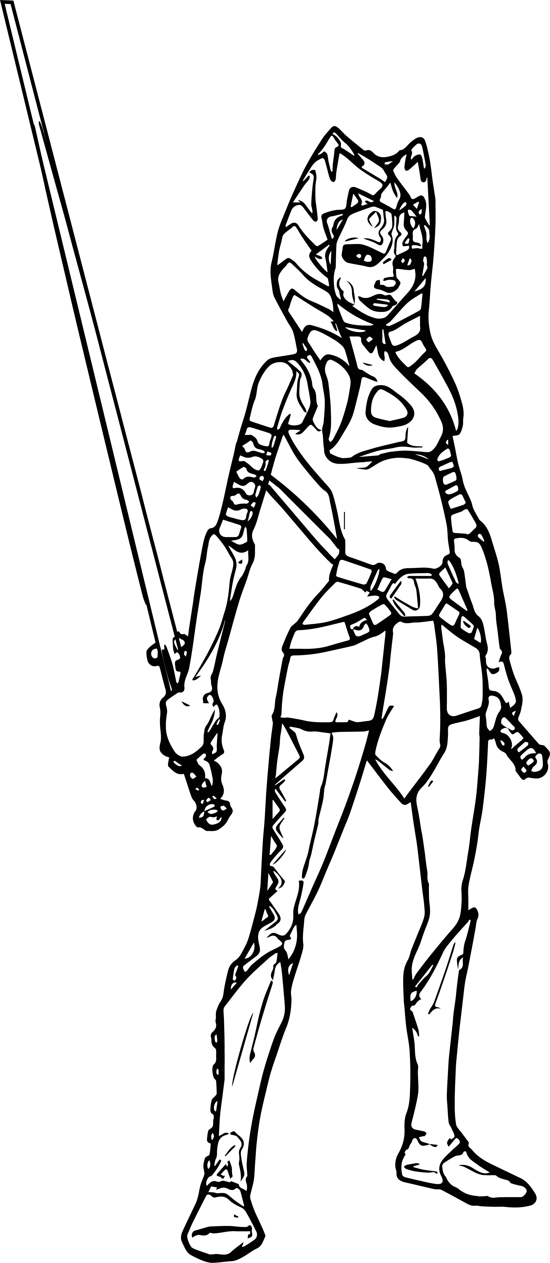 1918x4405 Ahsoka Tano Waiting Coloring Page Wecoloringpage