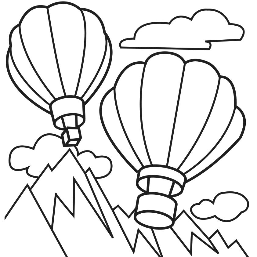 842x842 Greeting The Sun From Hot Air Balloon Coloring Pages Coloring Sky
