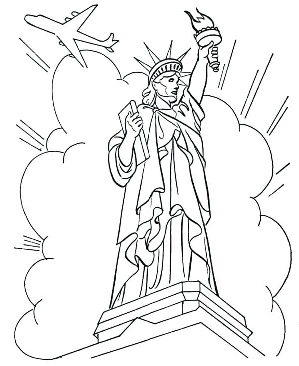 600x734 Air Force Coloring Pages Statue Of Liberty In Front Of Cloud