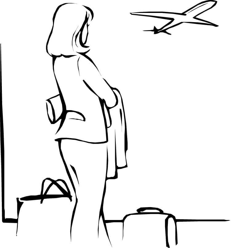 750x806 Airplane In Airport Coloring Page