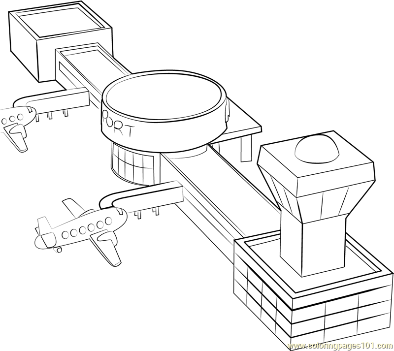 800x713 Airport Coloring Page