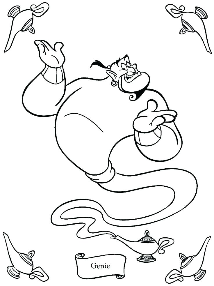 736x982 Disney Aladdin Color Pages Kids Coloring The Genie And Jasmine