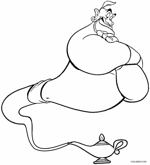 607x669 Aladdin Genie Coloring Pages