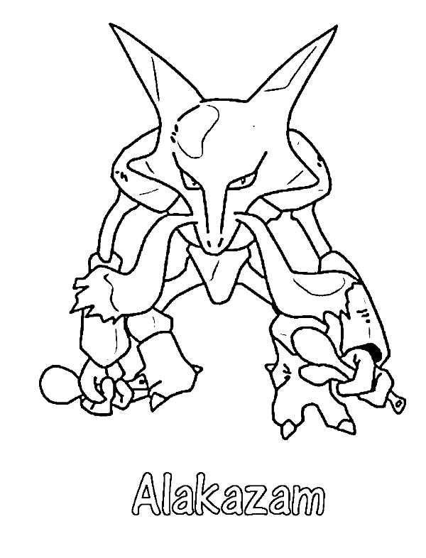 600x786 Alakazam Pokemon Coloring Page