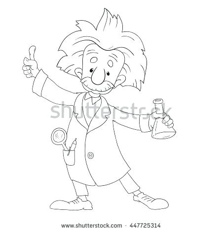 450x470 Albert Einstein Coloring Pages A Vector Illustration Cartoon