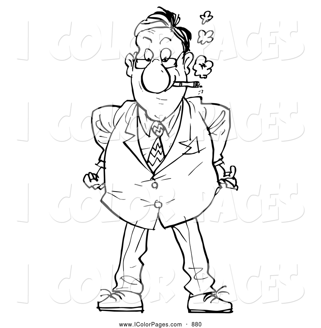 1024x1044 Coloring Page Of A Angry Stern Businessman Smoking By Alex Bannykh