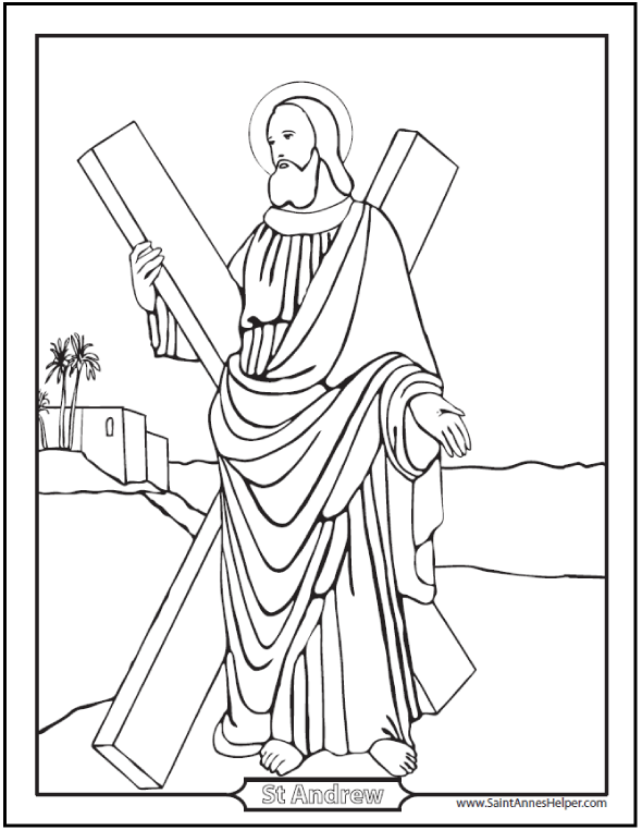 590x762 Saint Andrew The Apostle Prayer, Coloring, Amp Worksheet