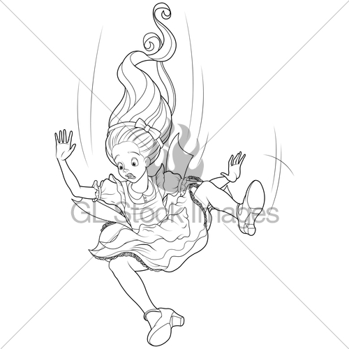 500x500 Falling Alice Coloring Page Gl Stock Images