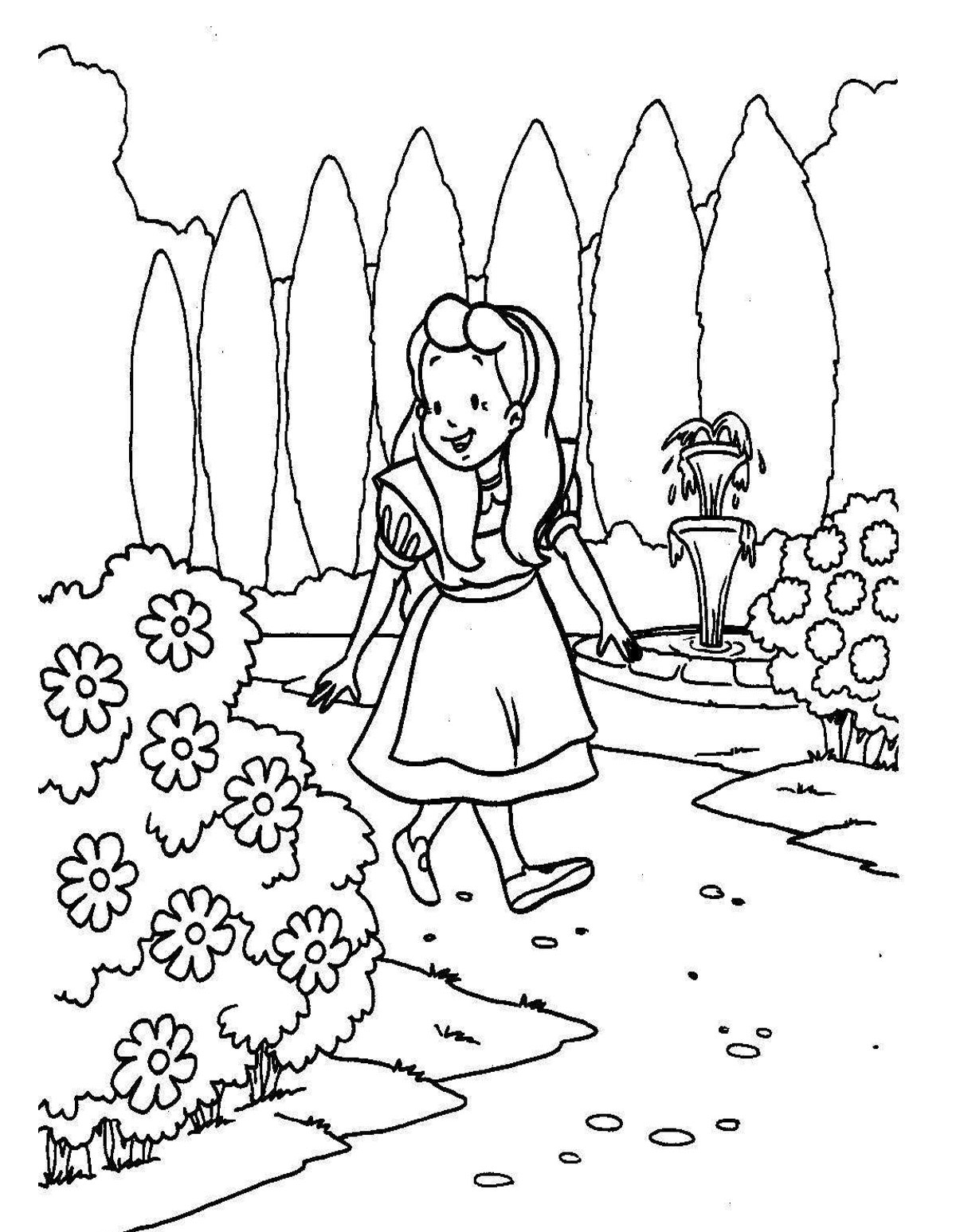 Alice In Wonderland Cartoon Coloring Pages