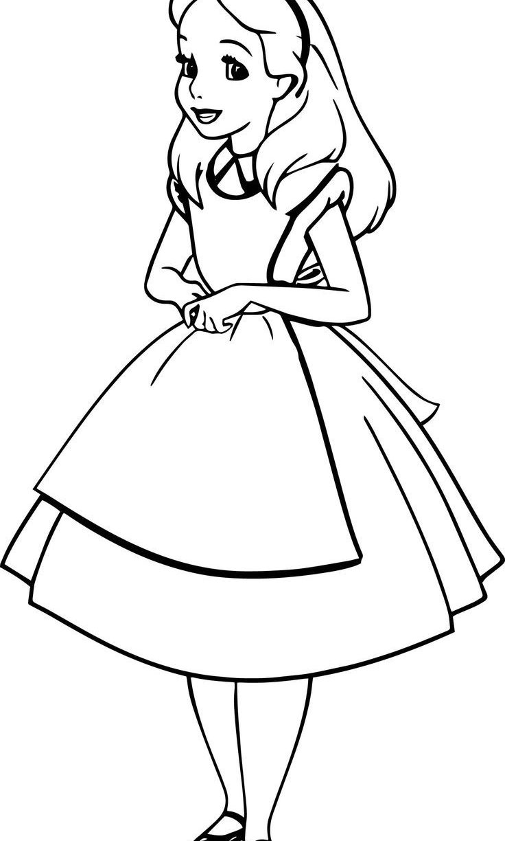 736x1224 Alice In Wonderlandloring Pages For Girls Cartoon Wonderland