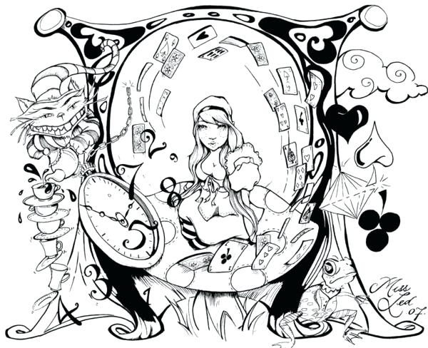 600x488 Alice In Wonderland Coloring Books Psychedelic And Wonderland