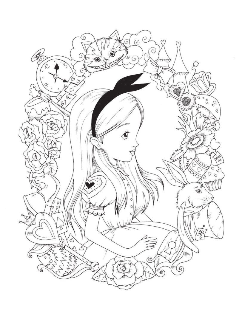 801x1080 Alice In Wonderland Colouring Book With Poster By Fabiana