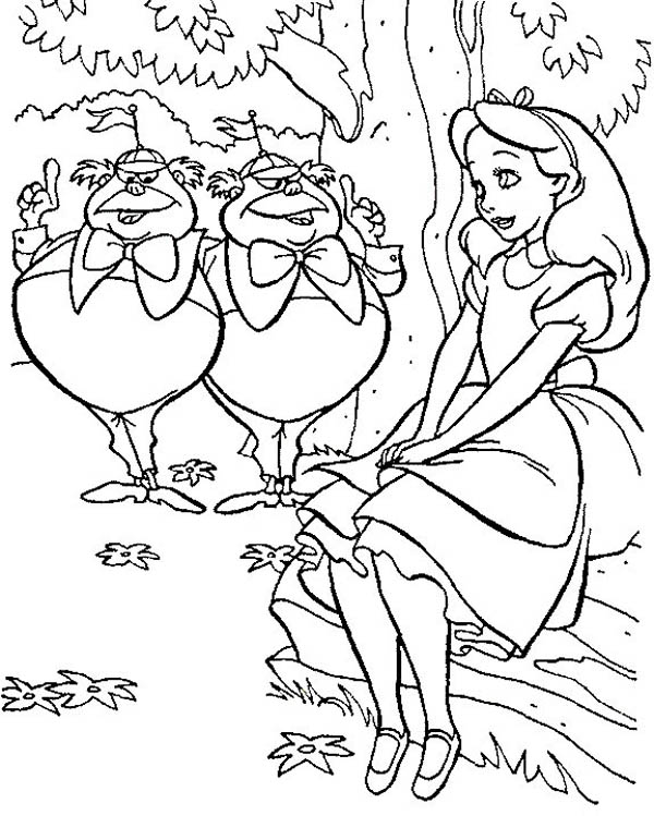600x749 Alice Talk To Tweedle Dee And Tweedle Dum Disney Alice
