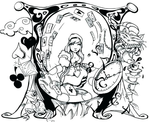 600x488 Alice In Wonderland Coloring Pictures Coloring Pages In Wonderland