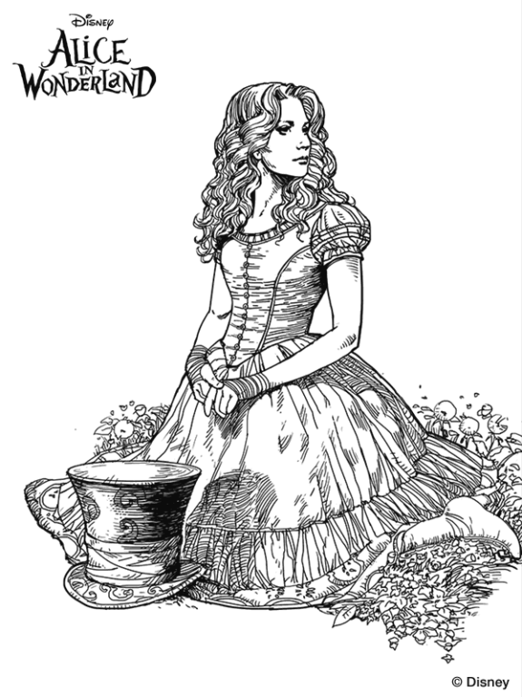575x768 Kids N 11 Coloring Pages Of Alice In Wonderland (Tim Burton)
