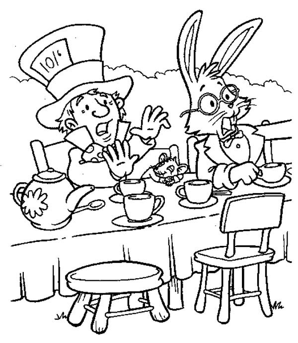 600x689 Mad Hatter And White Rabbit Tea Party In Alice In Wonderland