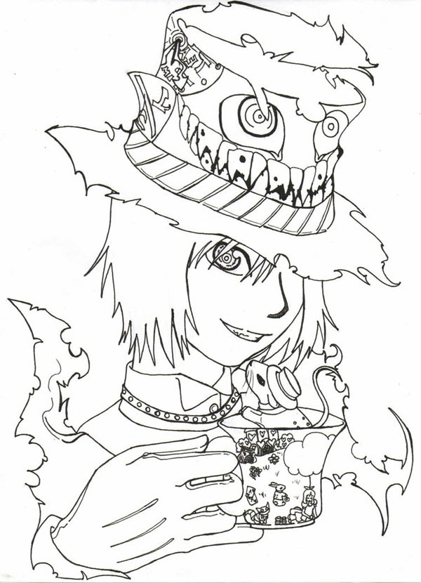 600x830 Manga Drawing Mad Hatter Coloring Page Color Lu And Mad Hatter