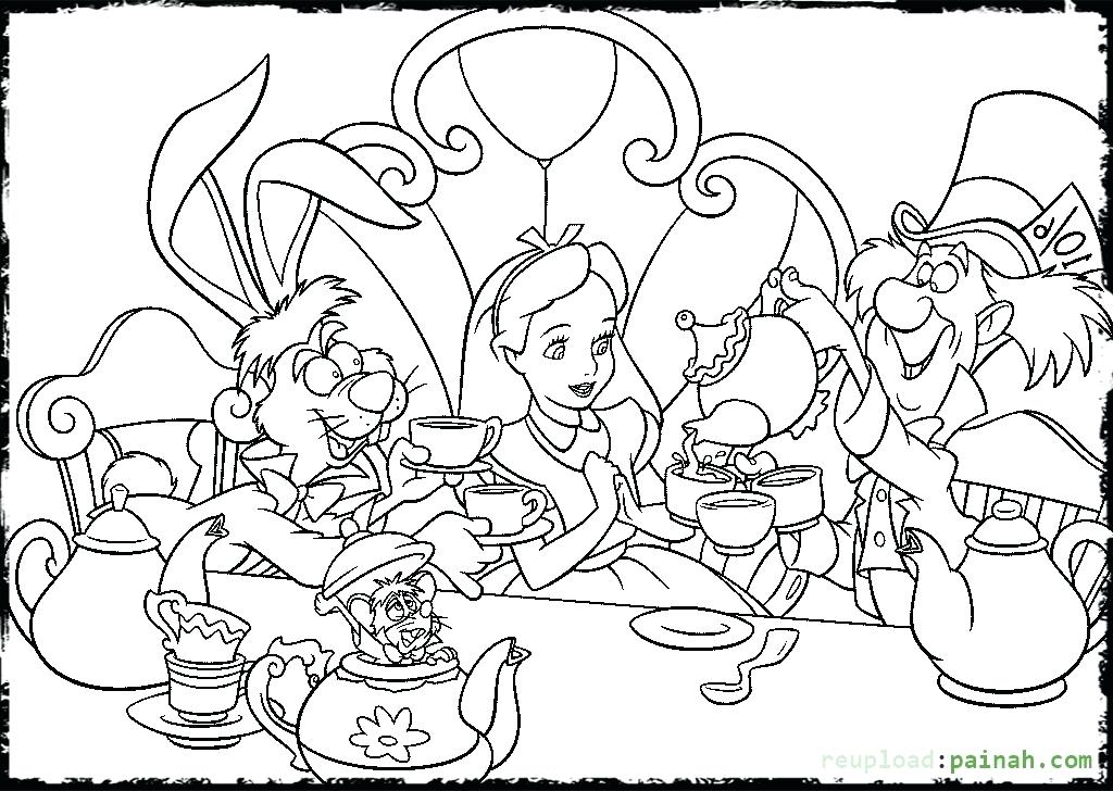 1024x728 Alice In Wonderland Coloring Pages Mad Hatter Mad Hatter Having
