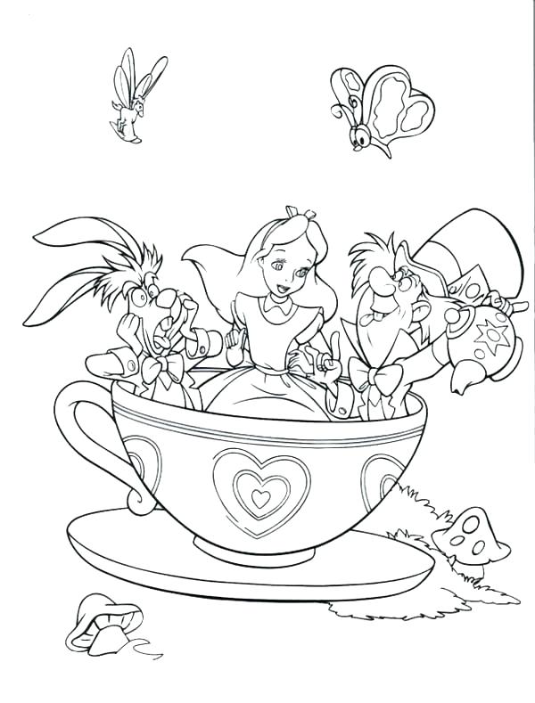 600x789 Disney Alice In Wonderland Coloring Pages In Wonderland Coloring