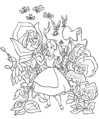 425x510 Alice In Wonderland Coloring Pages Mad Hatter Tea Party