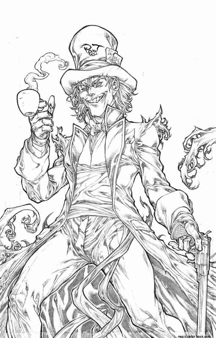 715x1118 Alice In Wonderland With Mad Hatter Coloring Page Free Best