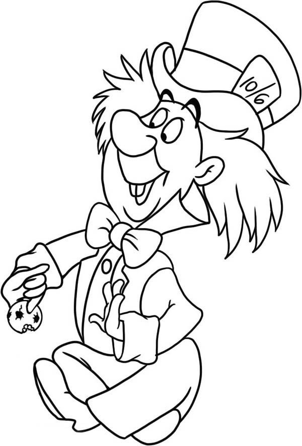 600x886 Mad Hatter, Mad Hatter Drawing Coloring Page Lineart Fables