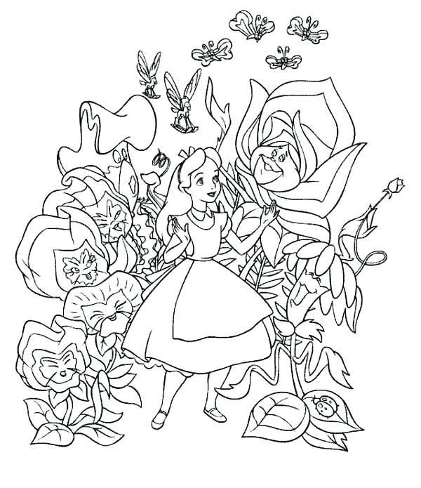 600x695 Alice Wonderland Coloring Pages In Wonderland Coloring Pages Alice