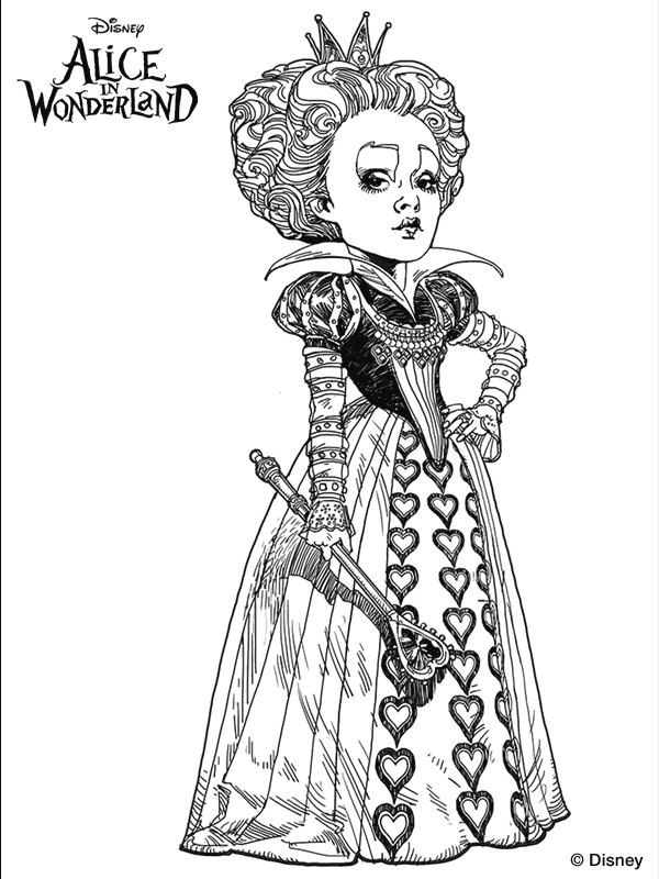 600x800 Tim Burton's Alice In Wonderland Coloring Page. Tattoo Ideen