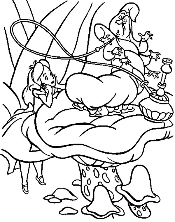 600x763 Alice And Caterpilar In Alice In Wonderland Coloring Page Alice