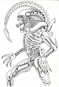 236x347 Alien Vs Predator Coloring Pages Alien Queen Drawing How To Draw